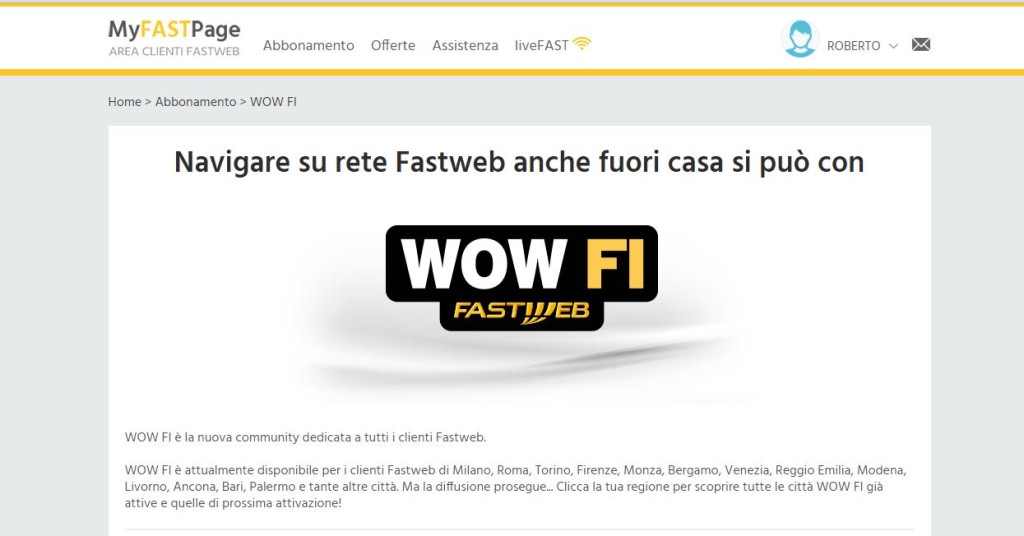 WOW FI - Fastweb il WIFI gratis