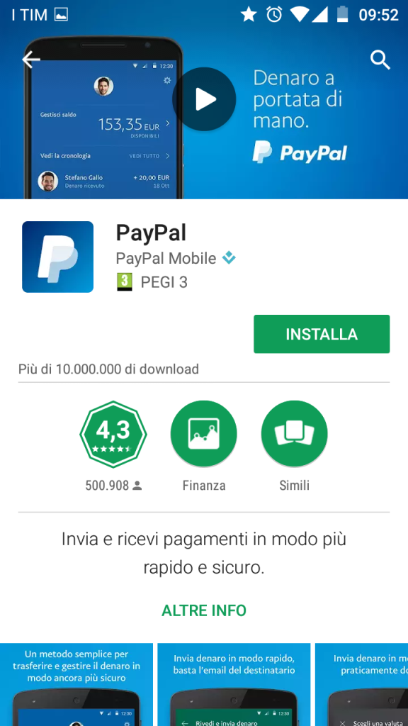 PayPal applicazione mobile
